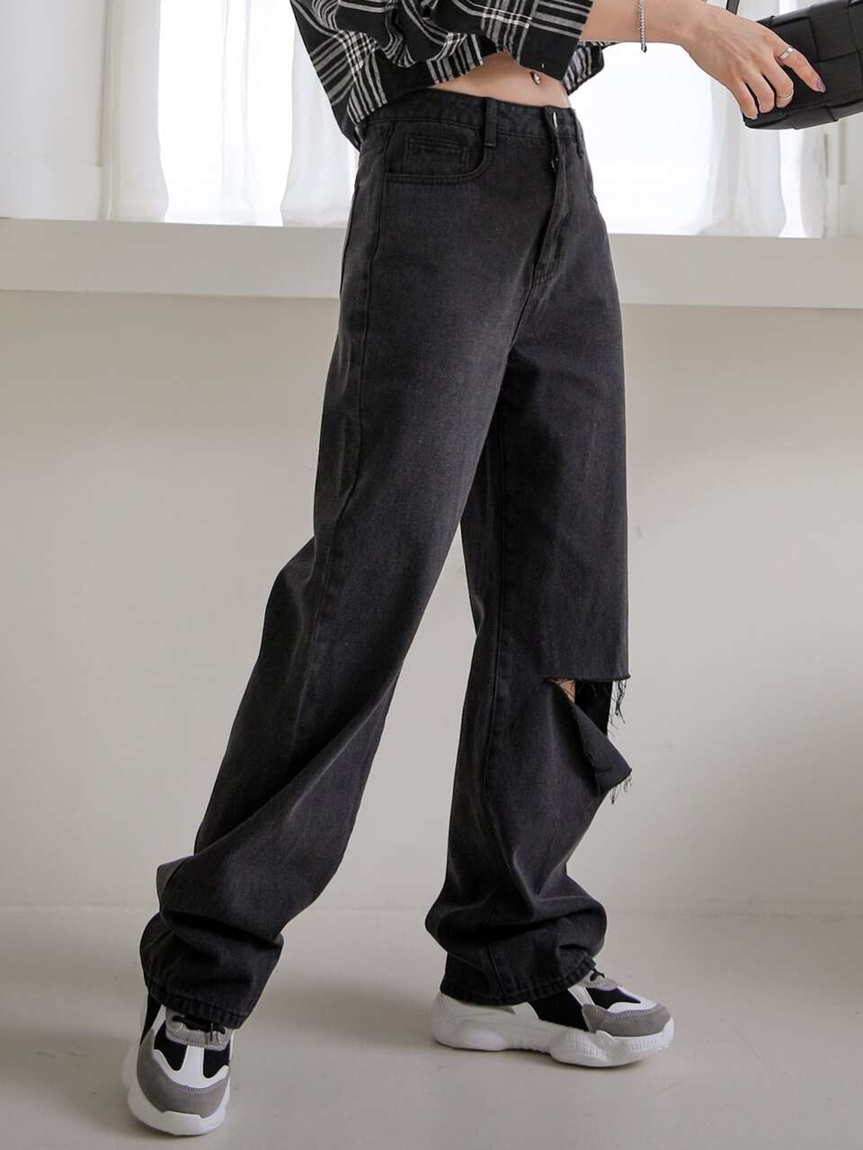 Slant Pocket Cut Out Jeans
