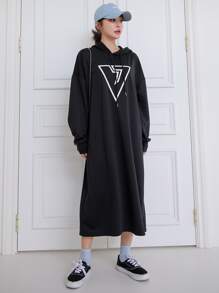 DAZY Áo nỉ Dây kéo Hình học Giải trí - màu đen - Xem 1