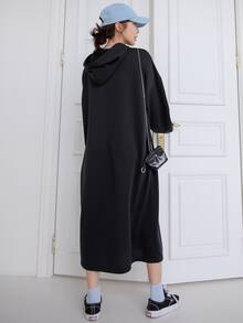 DAZY Áo nỉ Dây kéo Hình học Giải trí - màu đen - Xem 2