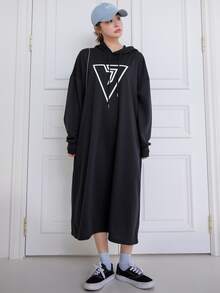 DAZY Áo nỉ Dây kéo Hình học Giải trí - màu đen - Xem 6