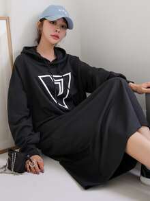 DAZY Áo nỉ Dây kéo Hình học Giải trí - màu đen - Xem 7