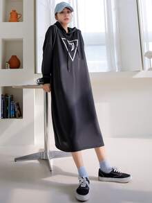 DAZY Áo nỉ Dây kéo Hình học Giải trí - màu đen - Xem 8