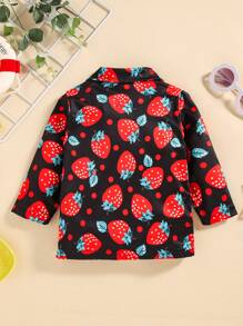 Baby Allover Strawberry Print Lapel Neck Blouse - Multicolor - View 2