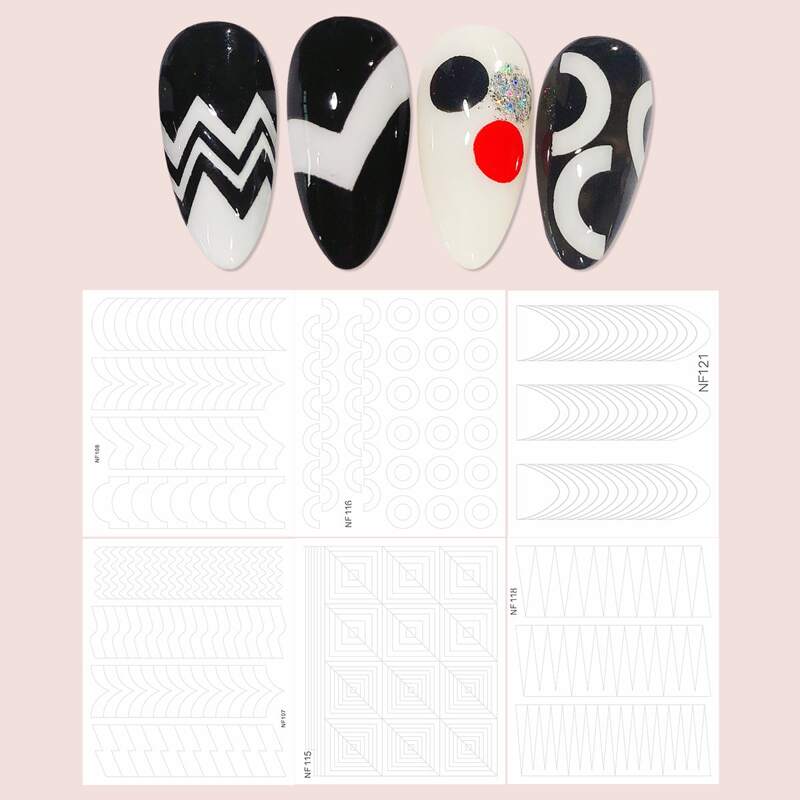 

6sheets Geometric Pattern Nail Art Sticker, White