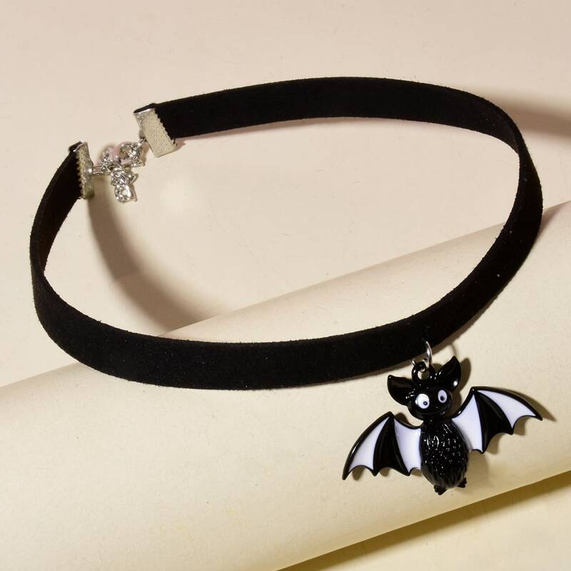 

Bat Charm Choker, Black and white