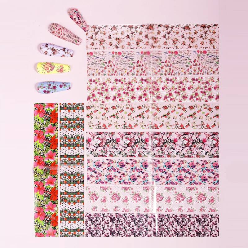 

10rolls Flower Pattern Nail Art Sticker, Multicolor
