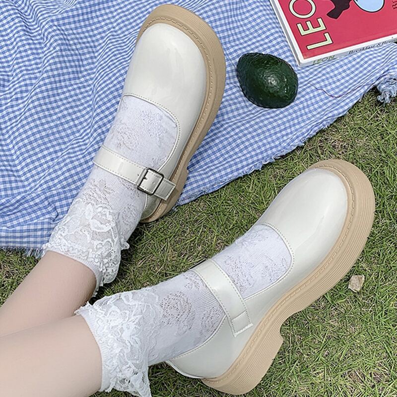 

Minimalist Mary Jane Flats, Beige