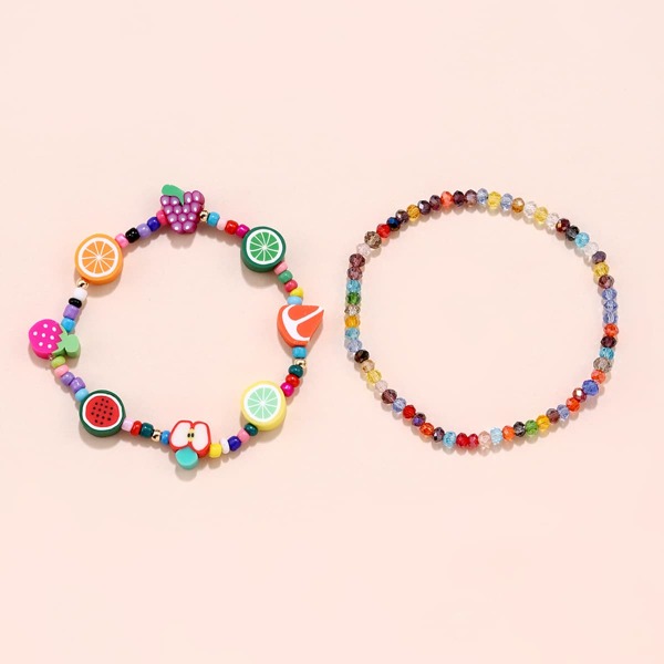 

2pcs Fruit Decor Bracelet, Multicolor