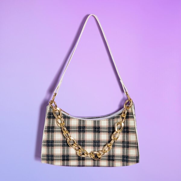 

Plaid Baguette Bag, Black