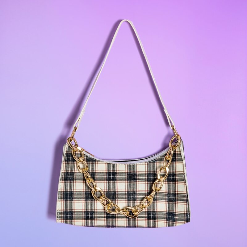 

Plaid Baguette Bag, Black