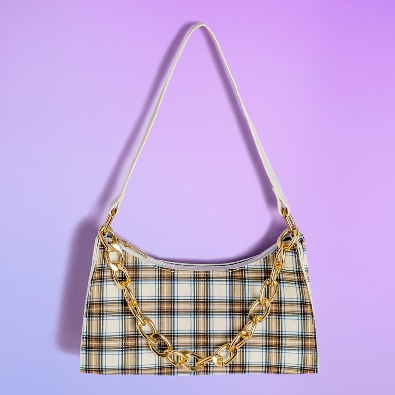

Plaid Baguette Bag, Yellow