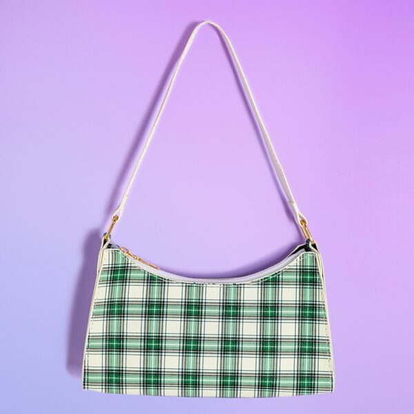 

Tartan Pattern Shoulder Bag, Green