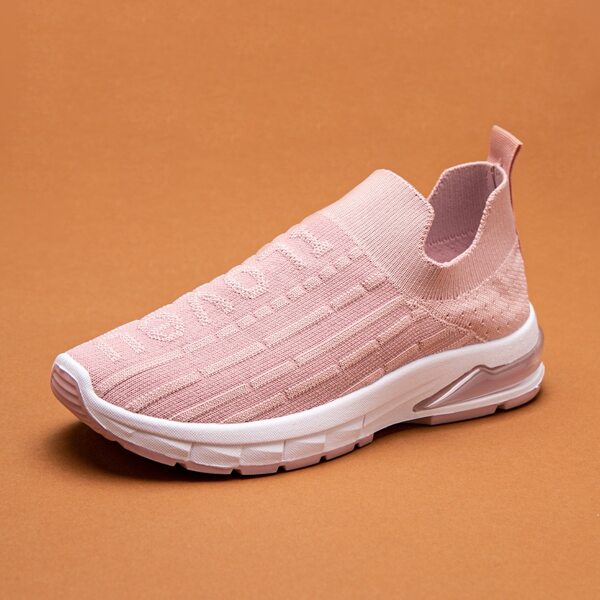 

Knit Detail Letter Graphic Sock Sneakers, Pink