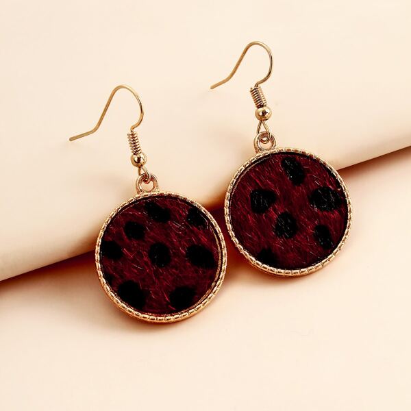

Round Decor Drop Earrings, Burgundy