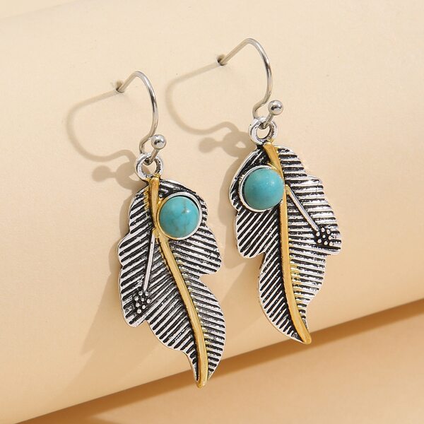 

Leaf Decor Drop Earrings, Antique silver