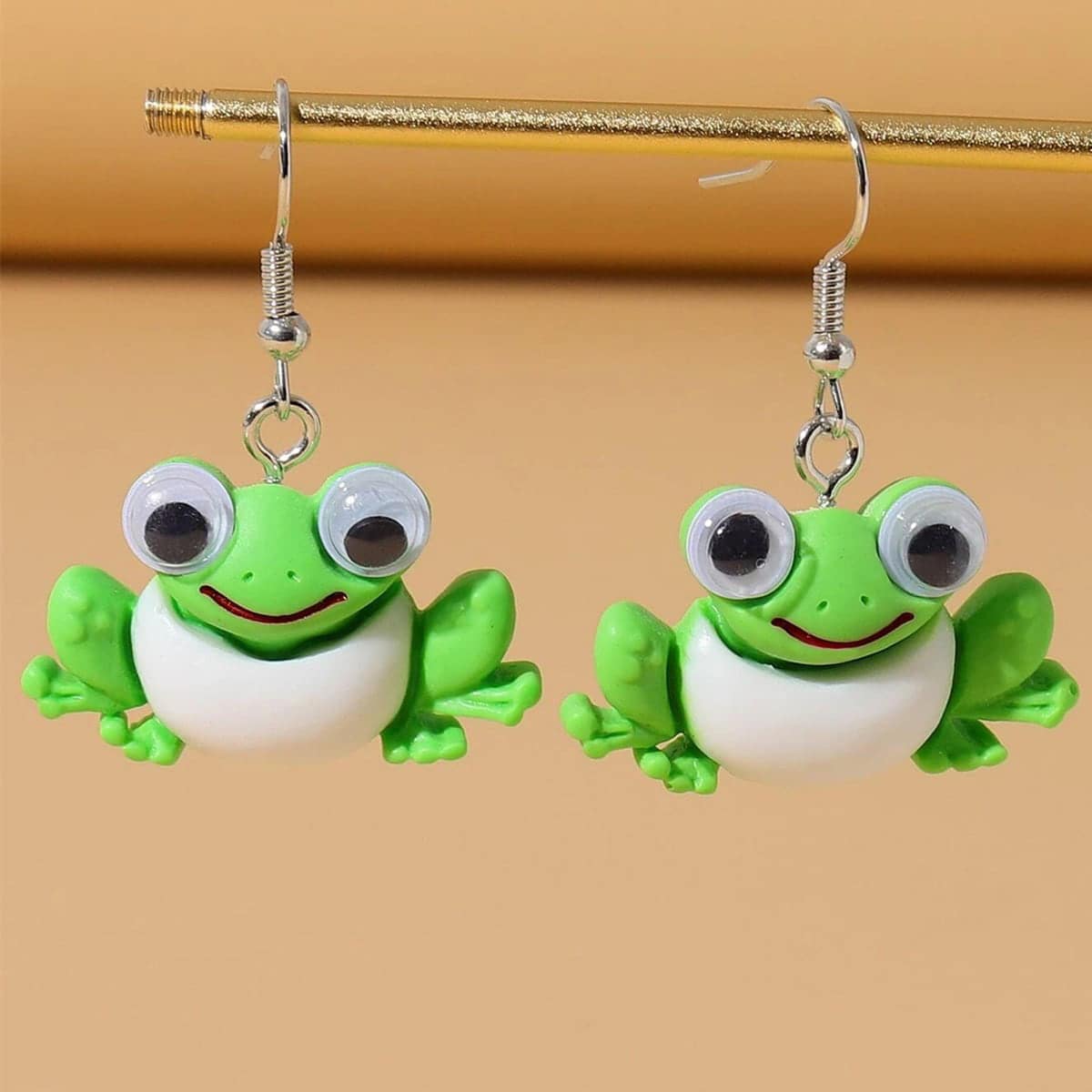 

Frog Drop Earrings, Green