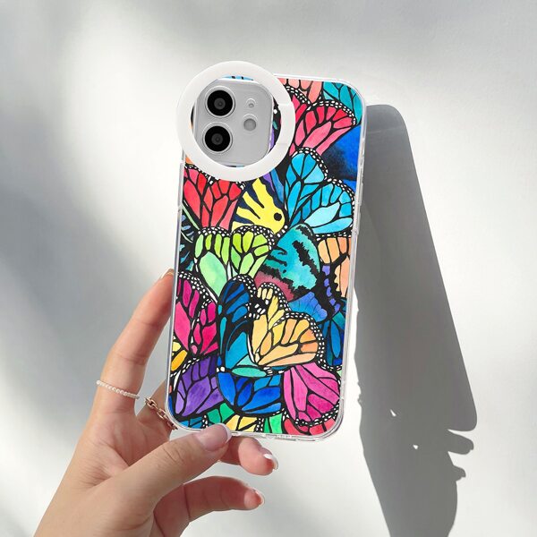 

Butterfly Pattern Phone Case With Holder, Multicolor