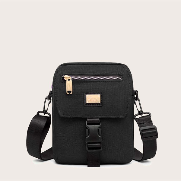 

Metal Decor Crossbody Bag, Black
