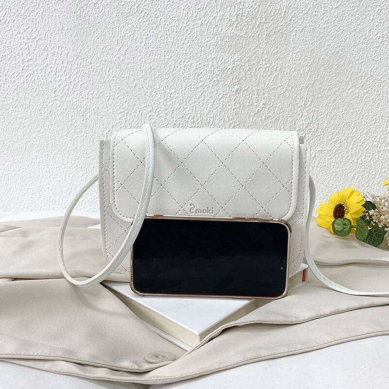 

Quilted Flap Crossbody Bag, White
