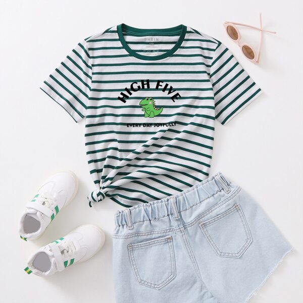 

Toddler Boys Striped And Letter Graphic Tee, Multicolor