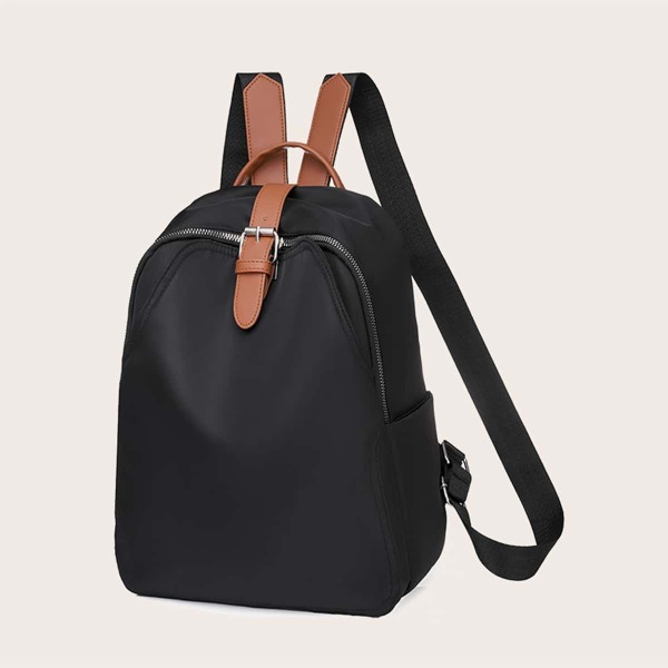 

Minimalist Buckle Decor Backpack, Black