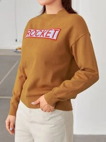 DAZY Letter Pattern Drop Shoulder Sweater,Fall Clothes