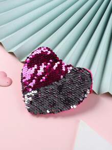 Heart-Shaped Shiny Sequin Crossbody Bag, Kids' New Year Gift Coin Purse, Reversible Mermaid Wallet, Children's Present