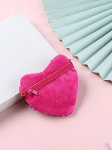 Heart-Shaped Shiny Sequin Crossbody Bag, Kids' New Year Gift Coin Purse, Reversible Mermaid Wallet, Children's Present