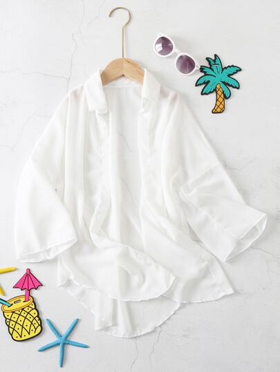 Tween Girl Plain Kimono Summer Holiday Summer White Swim Bohemian Summer Holiday Cute