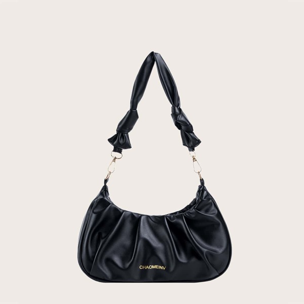 

Girls Letter Graphic Ruched Bag, Black
