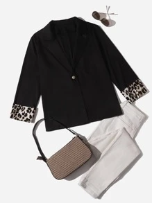 Áo vest Plus size Nút Báo Giải trí - màu đen - Xem 1