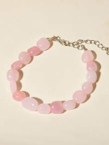 Stone Beaded Bracelet - Pink - View 2