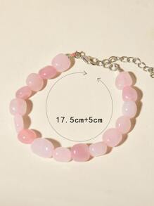 Stone Beaded Bracelet - Pink - View 4