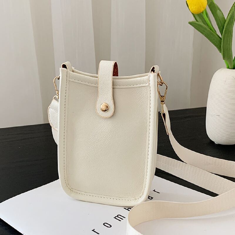 

Snap Button Crossbody Bag, Beige