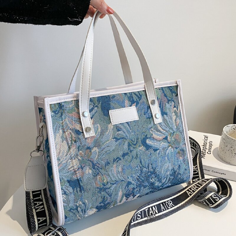 

Flower Graphic Shoulder Tote Bag, Multicolor