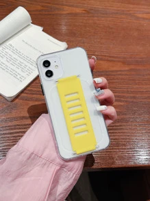 Clear Hand Strap Phone Case - Yellow - View 1