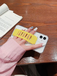 Clear Hand Strap Phone Case - Yellow - View 2