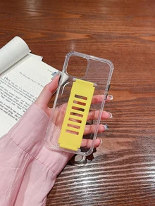 Clear Hand Strap Phone Case - Yellow - View 3