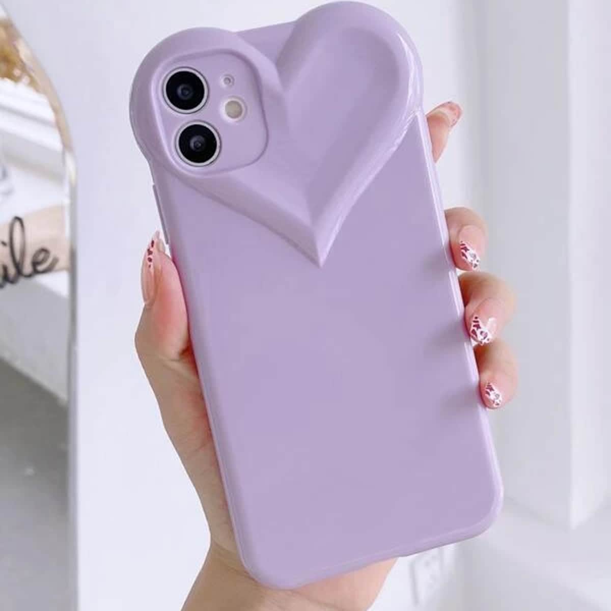 

Heart Pattern Phone Case, Purple