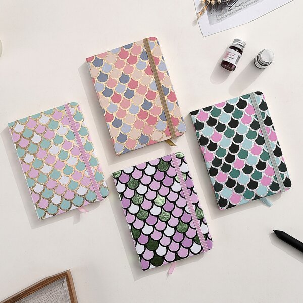 

1pc Fish Scale Print Random Notebook, Multicolor