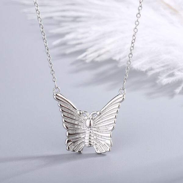 

Butterfly Pendant Necklace, Silver