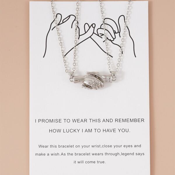 

2pcs Hand Charm Necklace, Silver