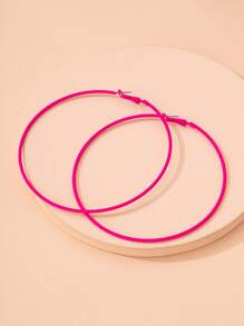 Minimalist Hoop Earrings - Hot Pink - View 3