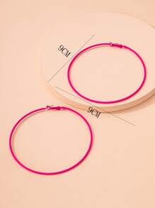 Minimalist Hoop Earrings - Hot Pink - View 5