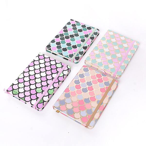 

1pc Fish Scale Print Cover Random Notebook, Multicolor