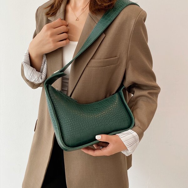 

Croc Embossed Crossbody Bag, Green