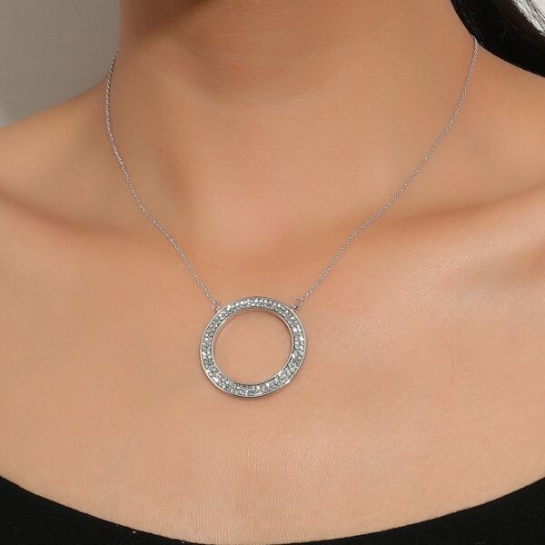 

Rhinestone Decor Necklace, Silver