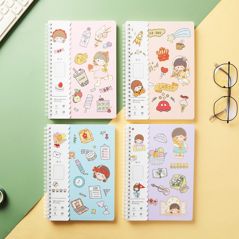 

2pcs Cartoon Graphic Cover Random Spiral Notebook, Multicolor