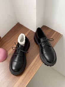 Giày Oxford Nêm phía trước có ren - màu đen - Xem 4