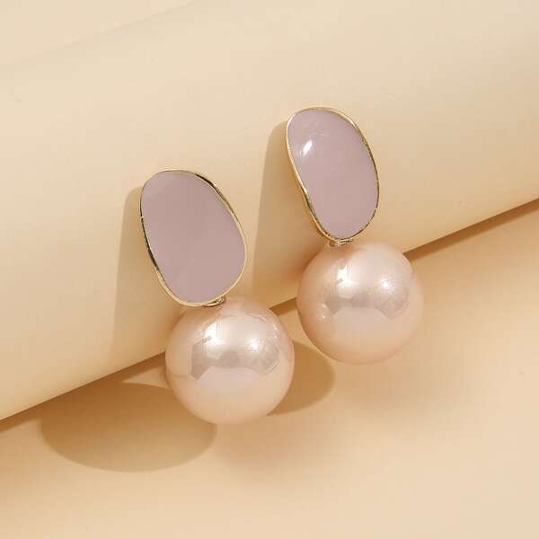 

Faux Pearl Decor Earrings, Pink